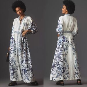 NWT Anthropologie Maeve Irene Linen Maxi Shirt Dress